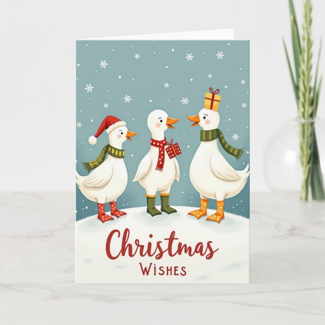 Cute Winter Birds Card (Front)