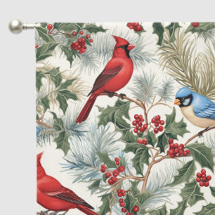 Cute Winter birds tiled pattern Blackout Curtains