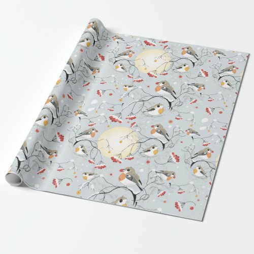 Cute Winter Birds Wrapping Paper