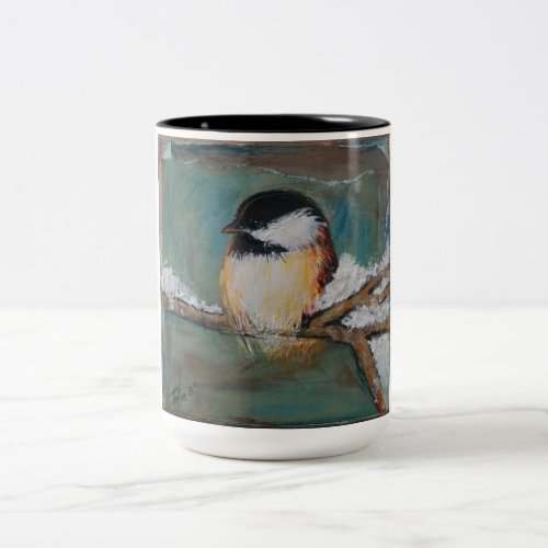 Cute Winter Black Capped Chickadee Mug
