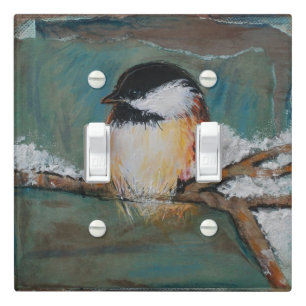 Cute Winter Black Capped Chickadee Song Bird Light Switch Cover