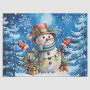 Cute Winter Blue Christmas Snowman Tissue Paper