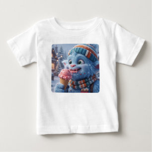 Cute Winter Blue Fluffy Monster Ice Cream Toddler  Baby T-Shirt