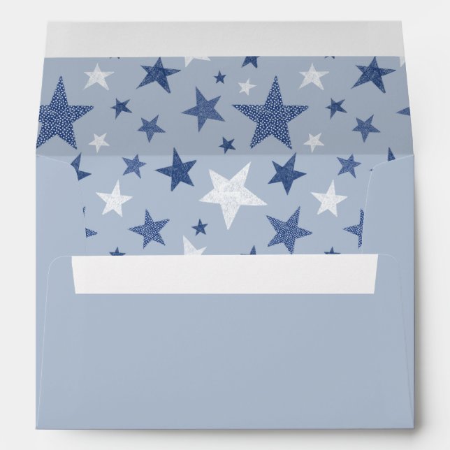 Cute Winter Blue & White Stars Envelope (Back (Bottom))