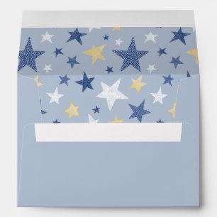 Cute Winter Blue White & Yellow Stars Envelope