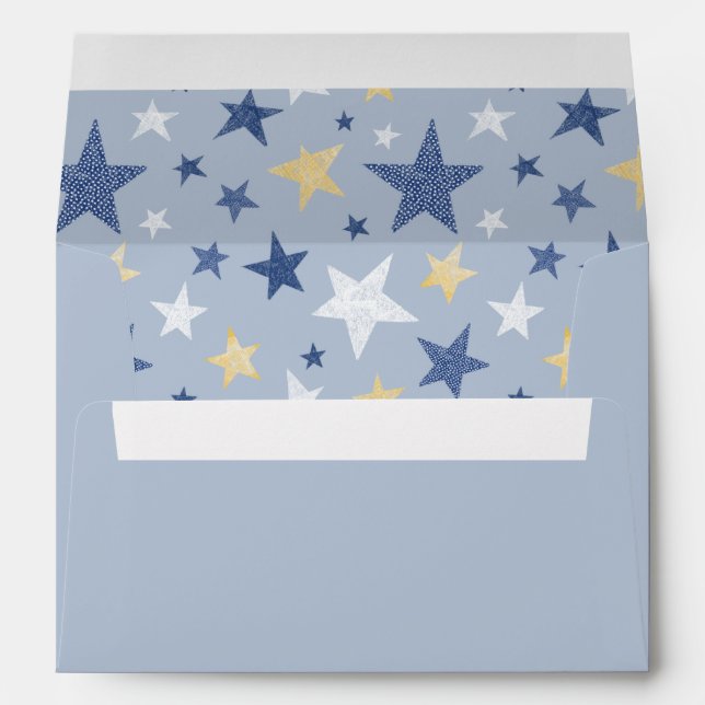 Cute Winter Blue White & Yellow Stars Envelope (Back (Bottom))