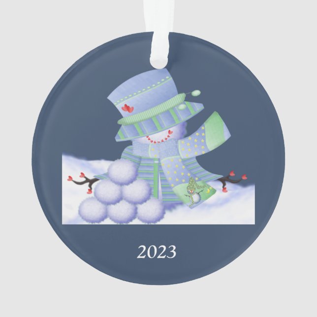 Cute Winter Blues  Ornament (Back)