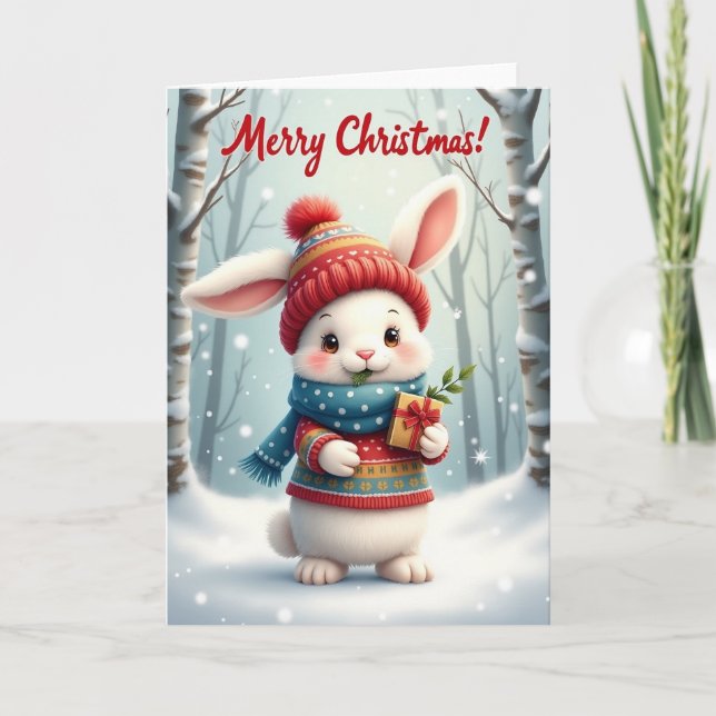 Cute Winter Bunny Card (Front)