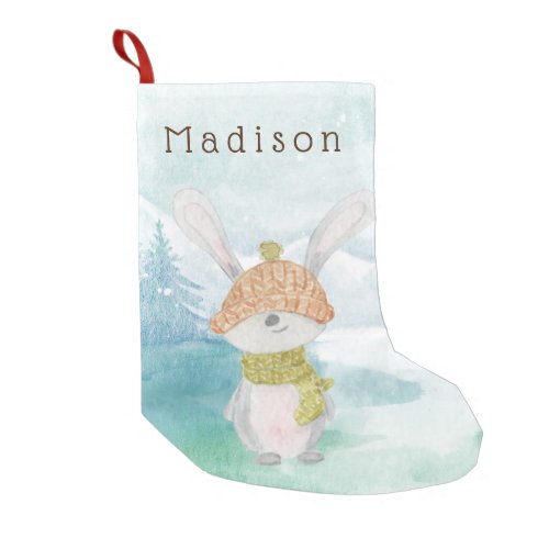 Cute Winter Bunny Small Christmas Stocking