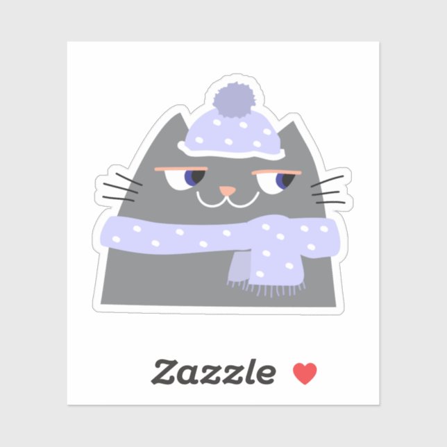 Cute Winter Cat Sticker Cozy Kawaii Design (Sheet)