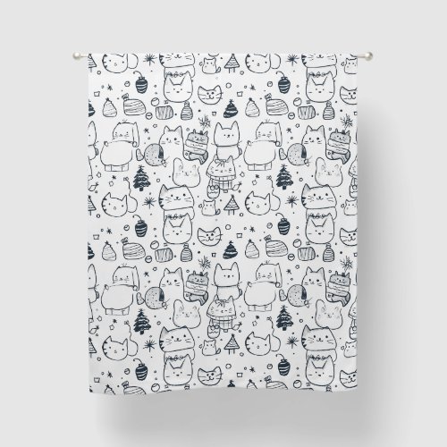 Cute Winter Christmas Doodle Pattern (1) Blackout Curtains