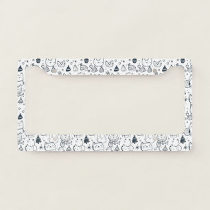 Cute Winter Christmas Doodle Pattern (1) License Plate Frame