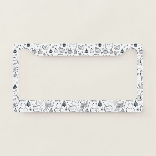 Cute Winter Christmas Doodle Pattern (1) License Plate Frame