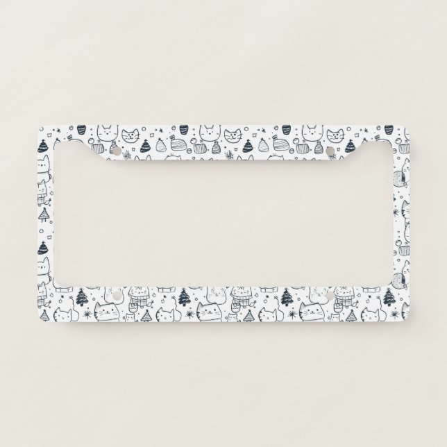 Cute Winter Christmas Doodle Pattern (1) License Plate Frame (Front)