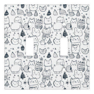 Cute Winter Christmas Doodle Pattern (1) Light Switch Cover