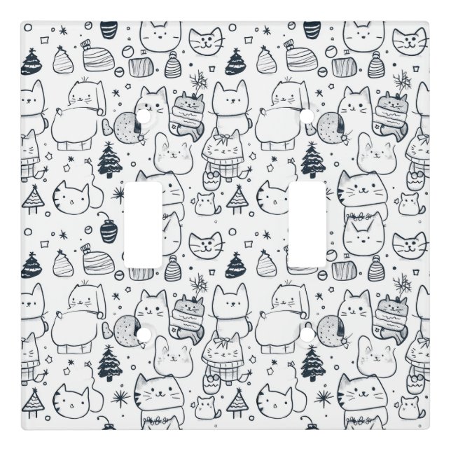 Cute Winter Christmas Doodle Pattern (1) Light Switch Cover (Front)