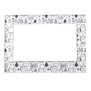 Cute Winter Christmas Doodle Pattern (1) Magnetic Frame