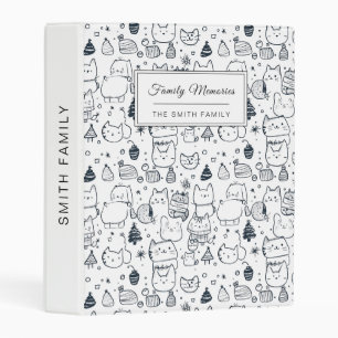 Cute Winter Christmas Doodle Pattern (1) Mini Binder