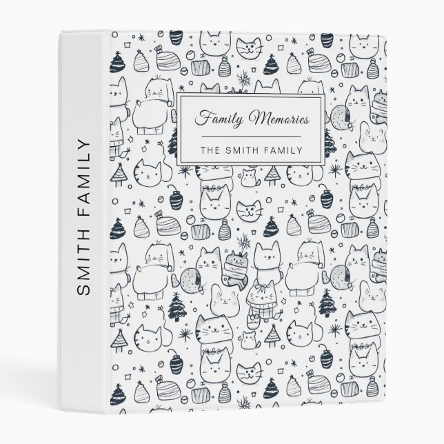 Cute Winter Christmas Doodle Pattern (1) Mini Binder (Front/Spine)