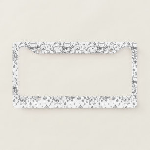 Cute Winter Christmas Doodle Pattern (2) License Plate Frame