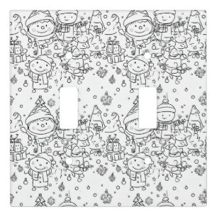 Cute Winter Christmas Doodle Pattern (2) Light Switch Cover