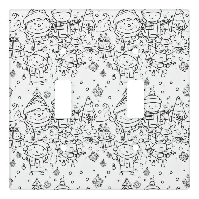 Cute Winter Christmas Doodle Pattern (2) Light Switch Cover (Front)