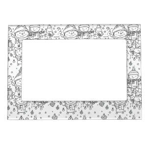 Cute Winter Christmas Doodle Pattern (2) Magnetic Frame