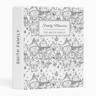 Cute Winter Christmas Doodle Pattern (2) Mini Binder