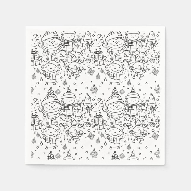 Cute Winter Christmas Doodle Pattern (2) Napkins (Front)