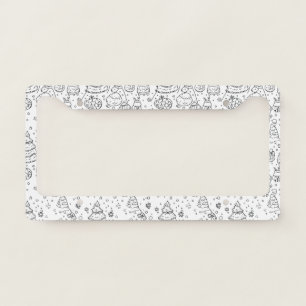 Cute Winter Christmas Doodle Pattern (3) License Plate Frame