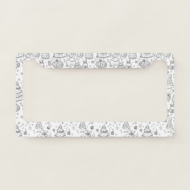 Cute Winter Christmas Doodle Pattern (3) License Plate Frame (Front)