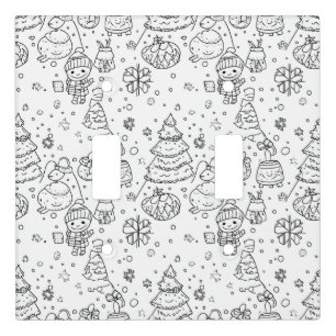 Cute Winter Christmas Doodle Pattern (3) Light Switch Cover