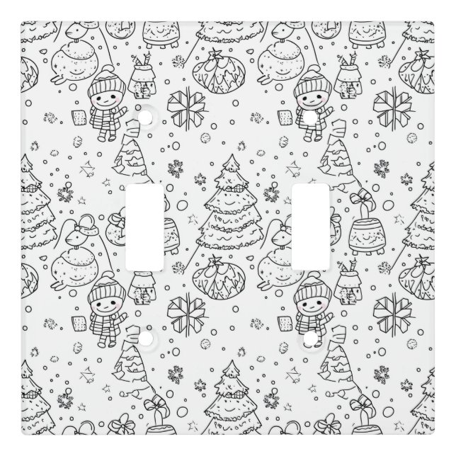 Cute Winter Christmas Doodle Pattern (3) Light Switch Cover (Front)