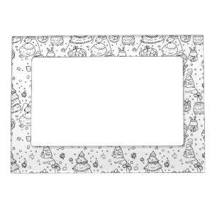 Cute Winter Christmas Doodle Pattern (3) Magnetic Frame