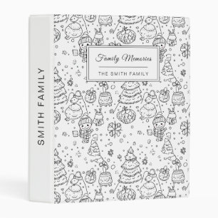 Cute Winter Christmas Doodle Pattern (3) Mini Binder