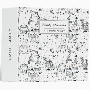 Cute Winter Christmas Doodle Pattern (4) 3 Ring Binder