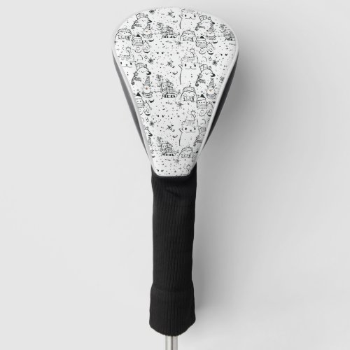 Cute Winter Christmas Doodle Pattern (4) Golf Head Cover