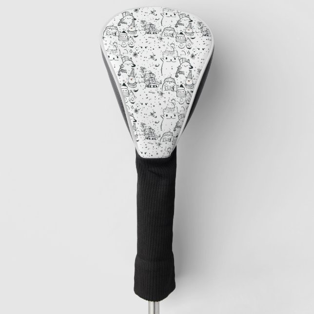 Cute Winter Christmas Doodle Pattern (4) Golf Head Cover (Front)
