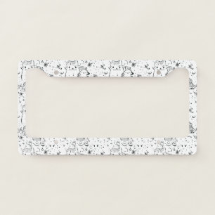 Cute Winter Christmas Doodle Pattern (4) License Plate Frame