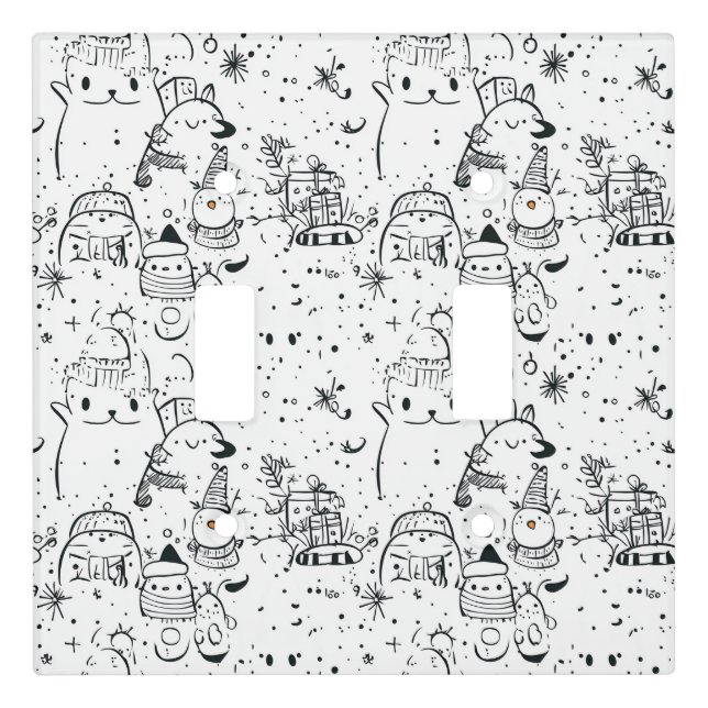 Cute Winter Christmas Doodle Pattern (4) Light Switch Cover (Front)