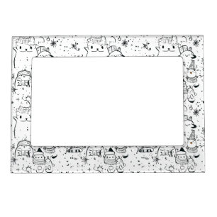 Cute Winter Christmas Doodle Pattern (4) Magnetic Frame