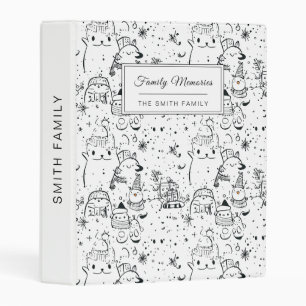 Cute Winter Christmas Doodle Pattern (4) Mini Binder