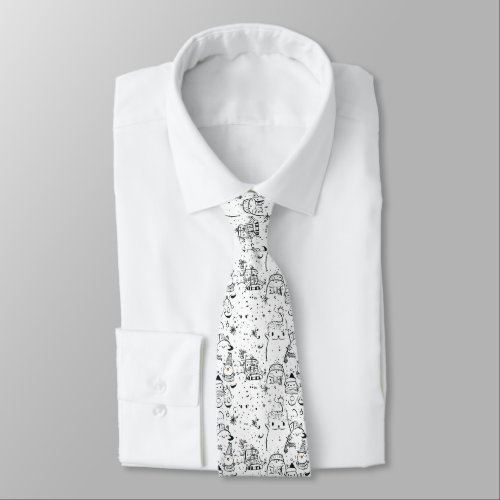 Cute Winter Christmas Doodle Pattern (4) Neck Tie