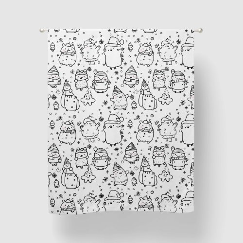 Cute Winter Christmas Doodle Pattern (5) Blackout Curtains