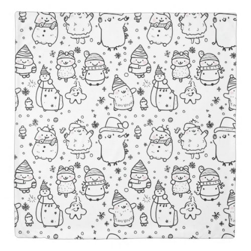 Cute Winter Christmas Doodle Pattern (5) Duvet Cover