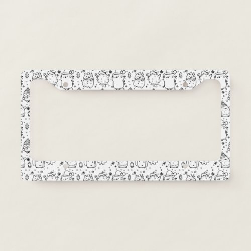 Cute Winter Christmas Doodle Pattern (5) License Plate Frame