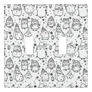 Cute Winter Christmas Doodle Pattern (5) Light Switch Cover