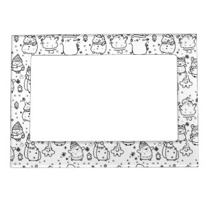 Cute Winter Christmas Doodle Pattern (5) Magnetic Frame
