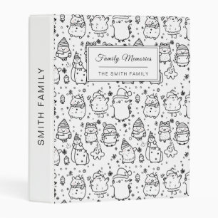 Cute Winter Christmas Doodle Pattern (5) Mini Binder