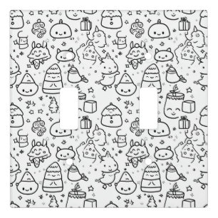 Cute Winter Christmas Doodle Pattern (6) Light Switch Cover